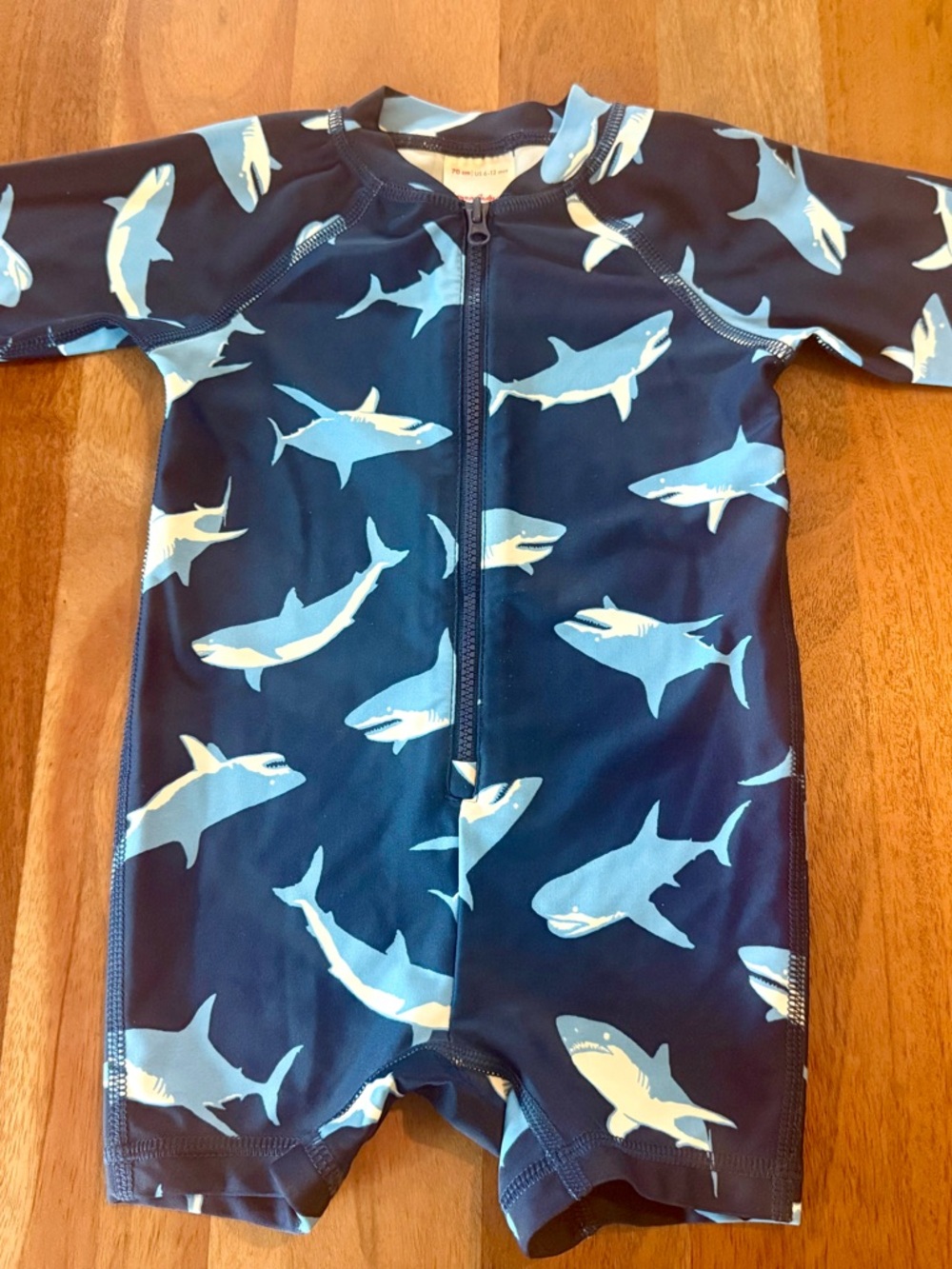 Hanna Andersson Navy Blue Shark Zip-Front Rashguard